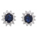 Sapphire and Diamond 14K White Gold Earrings